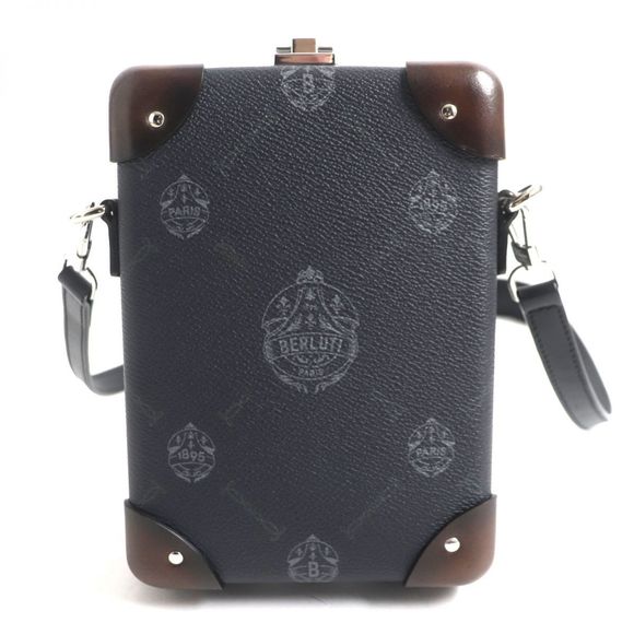 Berluti Berluti Canvas Leather Messenger Bag Mini Trunk Canvas Crossbody Bag - Picture 1 of 14